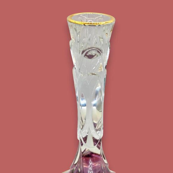 Lavender Crystal Candlestick With Gold Rim | Elegant Ombré Decor - Picture 3 of 8